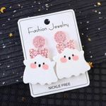 🌸 4 for $20 Charming Pink Bow Ghost Acrylic Earrings Photo 1