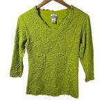 Haystacks Top Women XS Green Lettuce Hem 3/4 Sleeve Crinkle Y2K Bratz Spring Photo 0