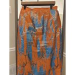 Divine Queen International Metallic Abstract Skirt Orange Blue Gold Size 12 Midi Photo 1
