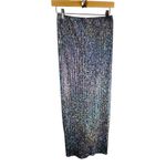 Topshop Pleated Holographic Silver Pull On Midi Skirt Size US 6 Elastic Waist Photo 3