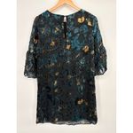 Carolina belle  Velvet Burnout Floral Mini Shift Dress Size 4 Bell Sleeve Fairy Photo 4