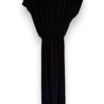 Tiffany & Grey Womens Romper Sz Petite L Black Short Sleeves Long Pants Stretchy Photo 3