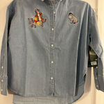 Disney  parks Light Blue Denim vintage style denim button up size small Photo 0