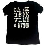 Cash Hank Willie Waylon‎ Graphic T Shirt Women’s Medium Black V Neck NWOT White Photo 0