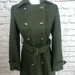 Peppe Peluso Women’s NWT Preppy Double Breasted Wool Blend Trench Coat Size M Green Size M Photo 0