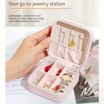 1pc Mini Jewelry‎ Box, Portable Jewelry Storage Box, PU Leather Small Organizer Pink Photo 9