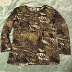 Chico's Y2K Crinkle Mesh Floral Long Sleeve Top - Size 1 Photo 0