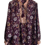 Dip Brand Women Tunic Top XL Maroon Babydoll Floral Boho Festival‎ Peasant Red Photo 0