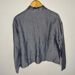 Eileen Fisher  Charcoal Linen Blend Band Collar Button Up Blouse | S Photo 4