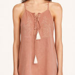 Celebrity Pink  NEW Lace Up Tassel Embroidered Boho Mini Dress Pink Sleeveless M Photo 0