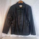 Worthington Black Leather Jacket Full Zip Classic Neutral Bikercore Size Large Photo 11