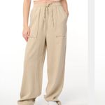 BLANK NYC  Stepping Out Pull On Baggy Linen Wide Leg Neutral Beige Pants M $98 Photo 1