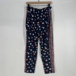 Maison Jules Pants Womens 4 Blue Floral Print Straight Leg High Rise Pleated Photo 6