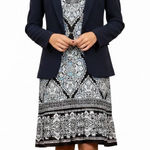 Sandra Darren NWT  Sleeveless Shift Dress Womens L Black White Blue Modest Church Photo 0