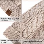 Womens Winter Beanie Hat, Warm Fleece Lined Knitted Soft Ski Cuff Cap with Pom Pom(Beige) Photo 1