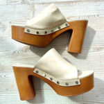 ZARA Studded Chunky Platform Heels | Ivory Size 9.5 Photo 1
