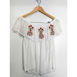 New Directions Shirt Womens Embroidered Off Shoulder Lightweight White Size Smal Photo 1