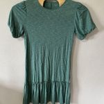 Garnet Hill Organic-Cotton & Tencel Ruffle Detail Dress Small Green Puff Sleeve Photo 0