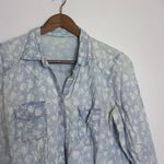 Maurice's  Light Wash Blue Chambray Denim & White Floral Boho Button Up Top Photo 3