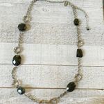 White House | Black Market  Black & Silver Link Beaded Necklace 53” Photo 0