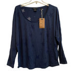 Scotch & Soda Maison Scotch Long Sleeve Shirt Women Size Medium Blue‎ Star Sheer Jersey NWT Photo 0