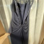 XScape  Beaded Formal Event Dress 12 Evening Gown Elegant Sequin Ruched Sexy Blue Photo 8