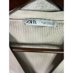 ZARA Cropped V Neck Long Sleeve Fitted Ribbed Knit Button Down Sweater XS Beige Photo 6