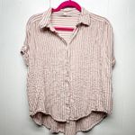 Jane and Delancey Striped Button Front Women's Short Sleeve Top Size Medium Photo 0