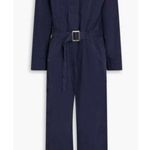 NILI LOTAN Marie Belted Cotton Jumpsuit Blue Size XS Photo 4