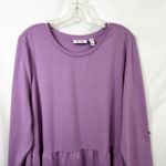 Denim & Co Plus Size 1X Top Peplum Solid Purple Long Sleeve Mature Office 1790 Photo 2