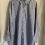 Free People  Lakehouse Shirt Striped Size Medium Tunic Style Button Front Coastal Photo 1