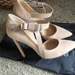 L.A.M.B. Bow strap suede leather Beige heeled pump with dust bag Photo 10