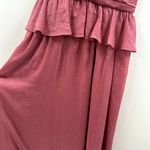 Revolve  LDT LDT Pink Rose Metallic Peplum Waist V Neck Maxi Dress Size 4 Photo 3