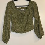 No Rest For Bridget Green Print Smocked Going out Top, Medium NWOT Photo 2
