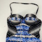 BCBGMAXAZRIA BCBGMaxazaria Blue Snake Striped One Piece Swim Photo 34
