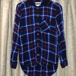 American Eagle Boyfriend Oversize Fit Blue Plaid Flannel Size Extra Small Photo 1