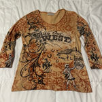 Western Cowgirl Rhinestone Top S Tan Photo 0
