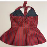 Anthropologie Odille Tank Top Women Size 6 Red Melosa Stripe Peplum Halter Y2K Photo 2