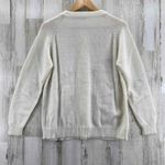 Miss Holly Vintage 70s Preppy Cottagecore Sweater Large White Cable Knit Flowers Photo 3