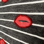 Nanette Lepore  Beaded Kisses Striped Long Bell Sleeve Peplum Top Large Gray Photo 6