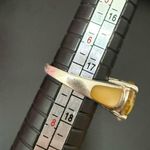 Vintage Sterling Silver 925 Citrine CZ Stone Mother Of Pearl Solitaire Ring Sz 7 Yellow Photo 7