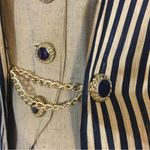 VINTAGE 1980'S DRESS SAVVY BLUE & BEIGE STRIPED BLAZER TOP (10P) Size 10 Photo 6