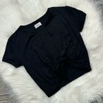 Oh Polly Knot My Intention Plunge Tie Front Crop Top in Black Photo 6