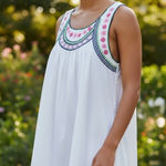 JODIFL  White Embroidered Sleeveless‎ Mini Dress Summer Casual Boho Chic Photo 0