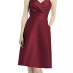 Alfred Sung  Cocktail Dress Burgundy Satin Twill V Neck D777 $200 Sz 14 Pockets! Photo 0
