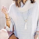 CAbi Pearl Gray Cable Knit Cowl Neck Poncho Sweater Size Small Photo 2