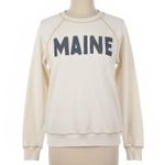 American Eagle  Sweatshirt Small Maine Graphic Raglan Cream Neutral Cozy Coastal Photo 0