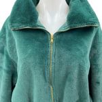 Be Fore Dawn Women's Green Faux Fur Sherpa Fleece Full Zip Sweater Coat Jacket 8 Photo 2