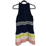 THML  Anthropologie Embroidered Tassel VNeck Tank Dress Navy Candy Striped Medium Photo 4