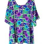 Vintage Top Drawer Newport Beach 70s Groovy Hippie Blouse size 12 Purple Flowers Photo 1
